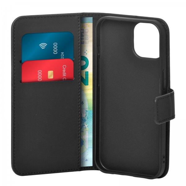 Puro iPhone 15 Etui Wallet Stand Svart