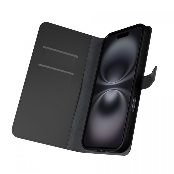 Puro iPhone 16 Etui Wallet Stand Svart