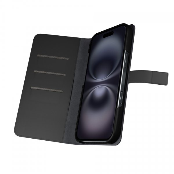 Puro iPhone 16 Plus Etui Wallet Stand Svart