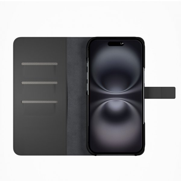 Puro iPhone 16 Plus Etui Wallet Stand Svart