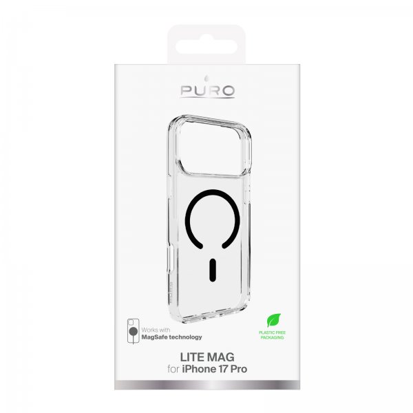 Puro iPhone 17 Pro Deksel Lite Mag Transparent Svart