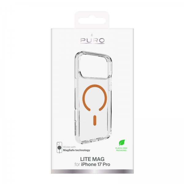 Puro iPhone 17 Pro Deksel Lite Mag Transparent Oransje