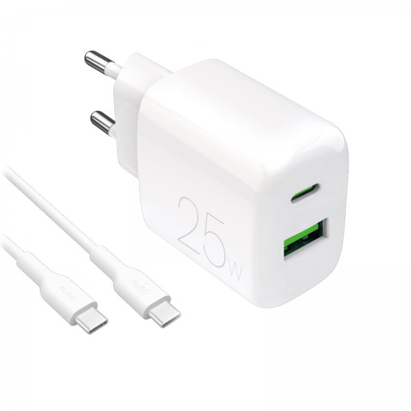 Puro Lader med Kabel ProLite Kit USB-C 25W 1.2m Hvit