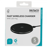 Deltaco Trådløs lader 15W LED Qi Svart