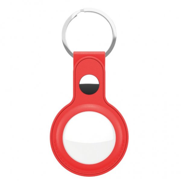 KeyBudz AirTag Holder Skinn Rød