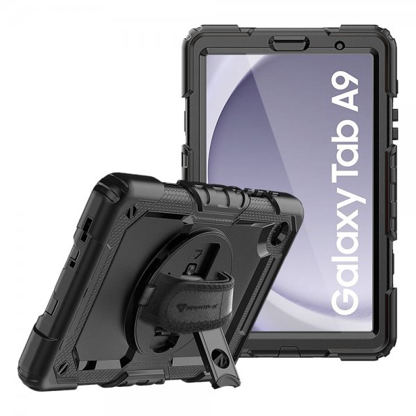 Armor-X Samsung Galaxy Tab A9 Deksel Rainproof Rugged Case Hand Strap Kickstand