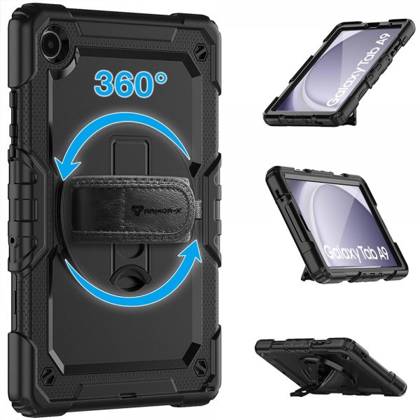 Armor-X Samsung Galaxy Tab A9 Deksel Rainproof Rugged Case Hand Strap Kickstand
