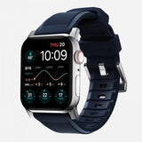 Nomad Apple Watch 44/45/46mm/Apple Watch Ultra Armbånd Rugged Band Silver Hardware Atlantic Blue