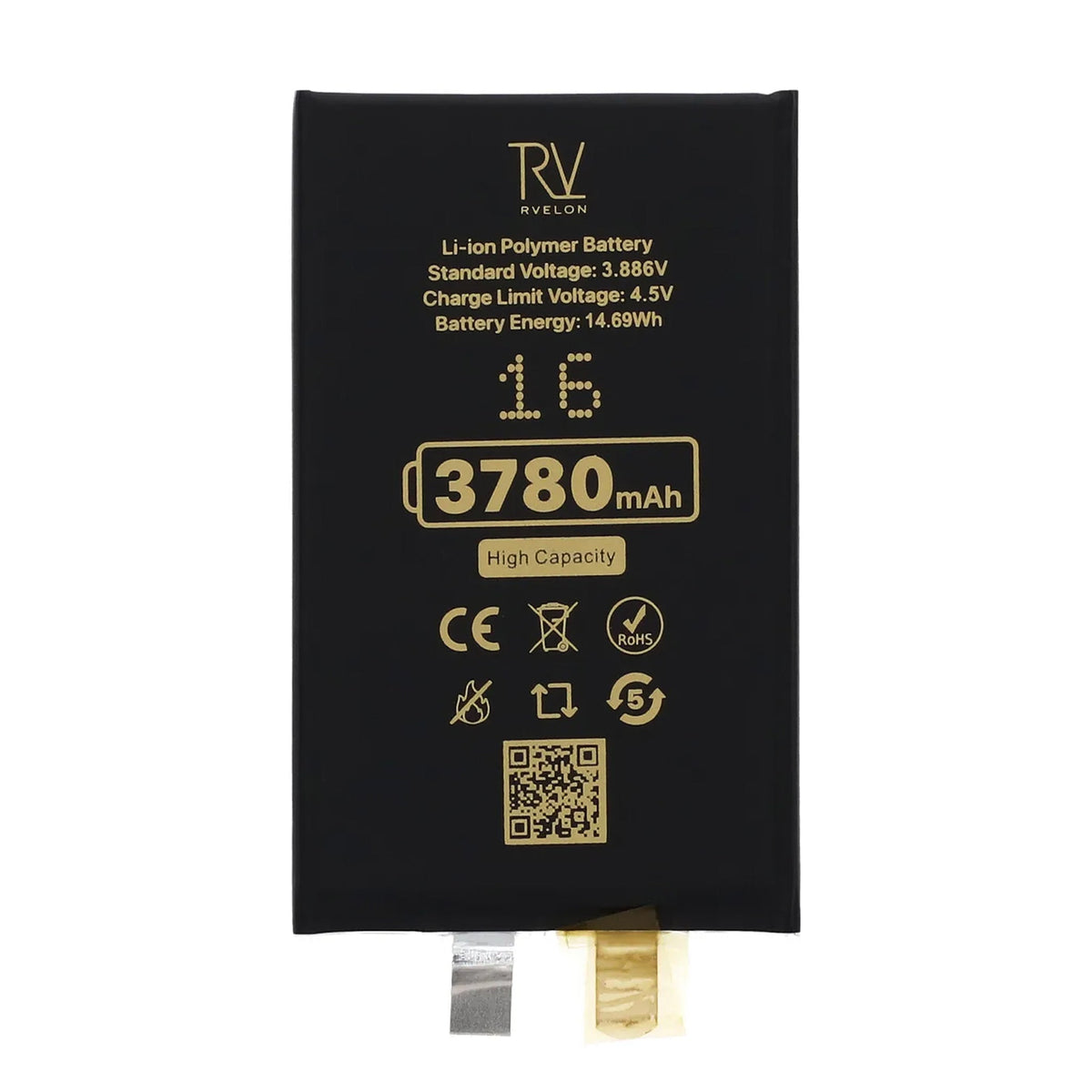 Rvelon Batteri til iPhone 16 3700mAh uten flexkabel