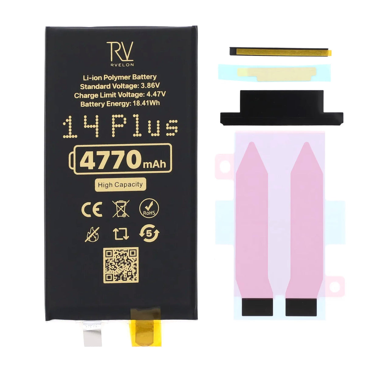 Rvelon Batteri til iPhone 14 Plus 4770mAh uten flexkabel