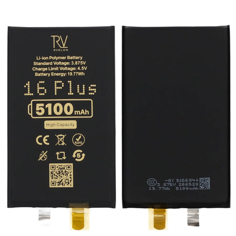 Rvelon Batteri til iPhone 16 Plus 5100mAh uten flexkabel