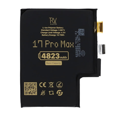 Rvelon Batteri til iPhone 17 Pro Max 4823mAh uten flexkabel
