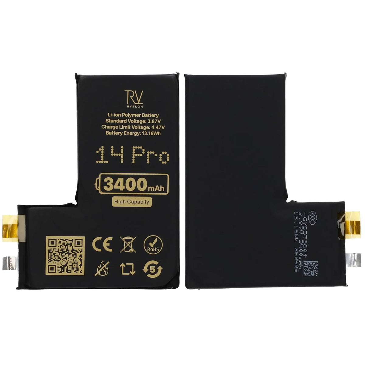 Rvelon Batteri til iPhone 14 Pro 3400mAh uten flexkabel