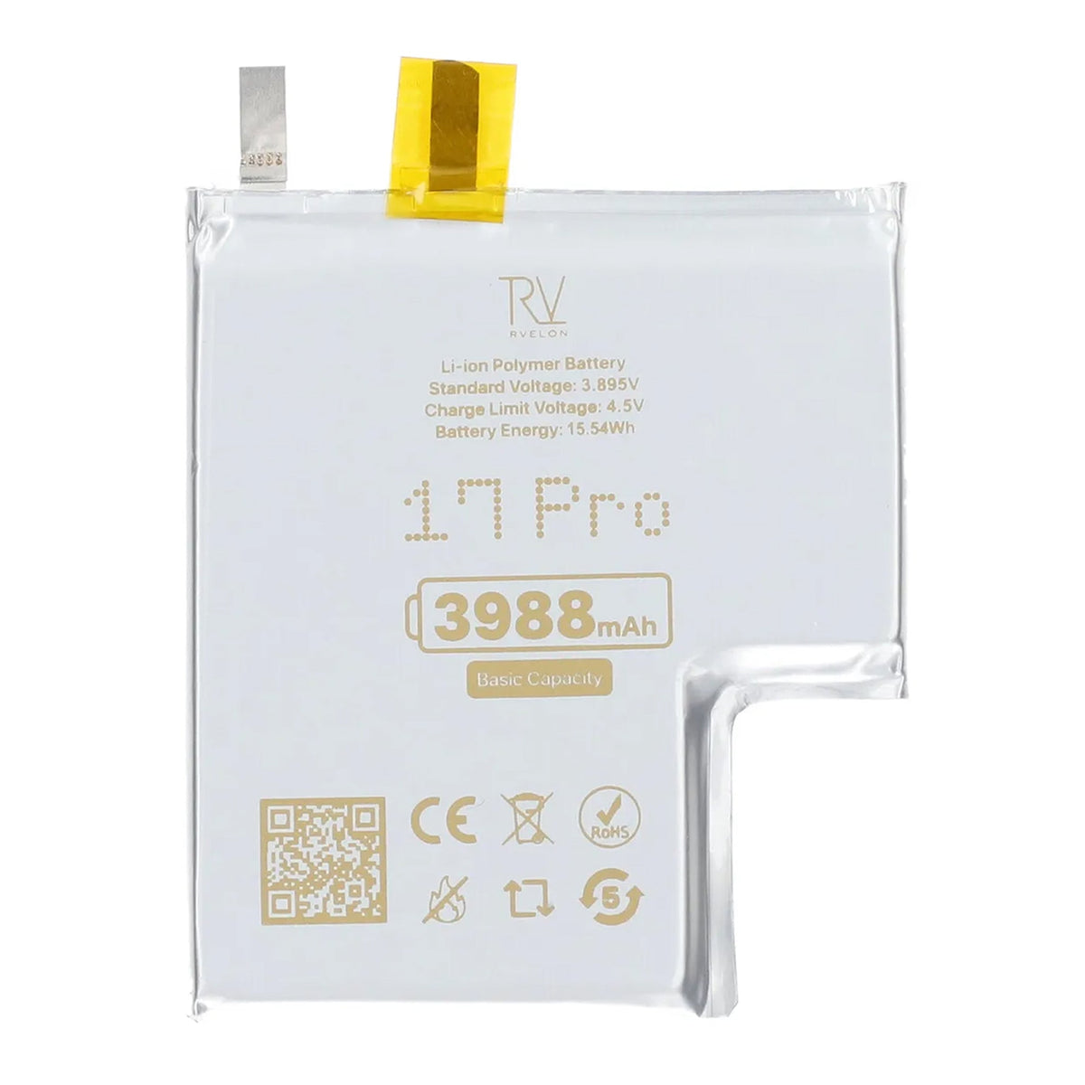 Rvelon Batteri til iPhone 17 Pro 3988mAh uten flexkabel