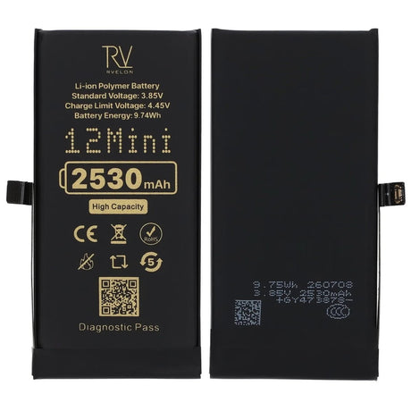 Rvelon Batteri for iPhone 12 Mini – 2530 mAh Høy kapasitet