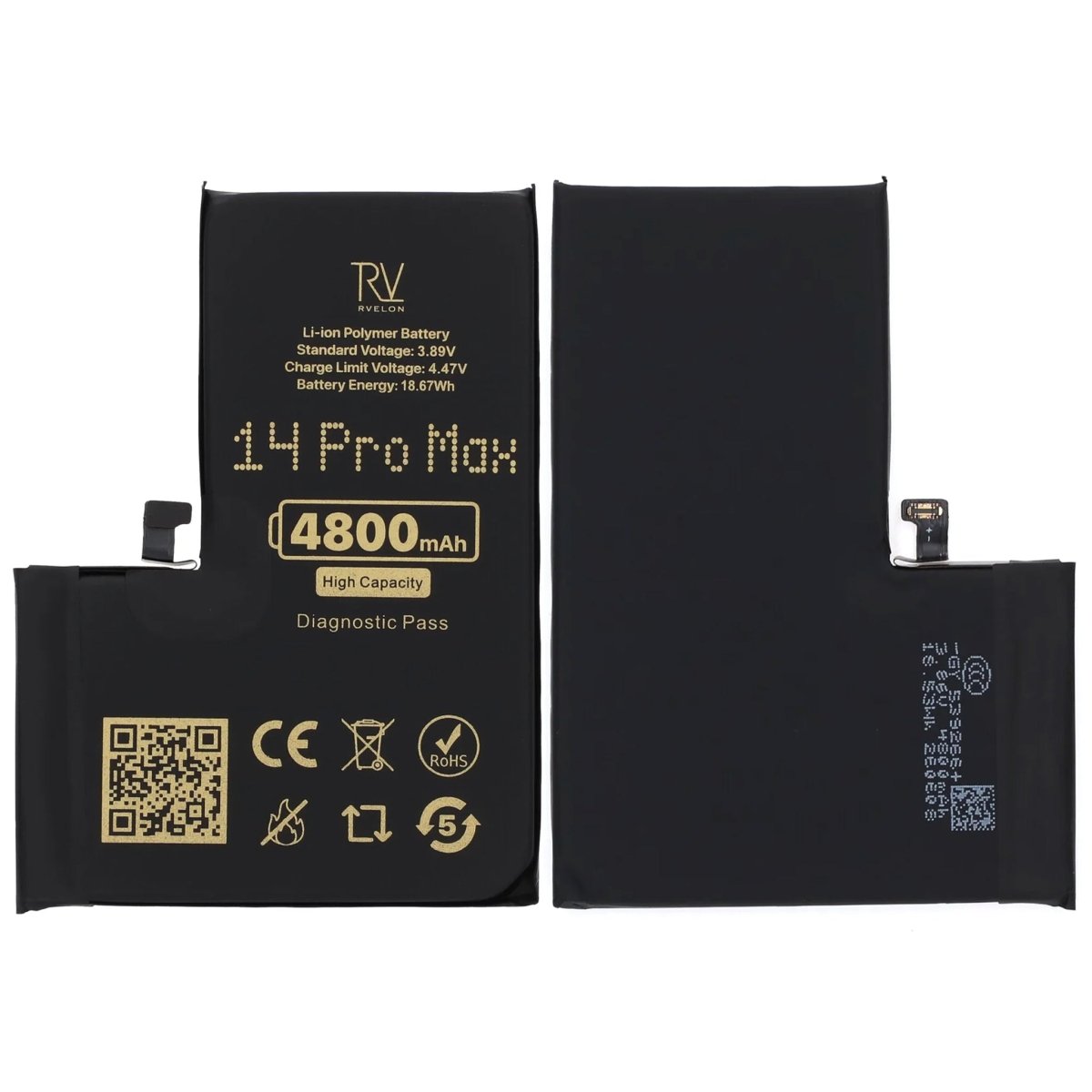 Rvelon Batteri for iPhone 14 Pro Max – 4800 mAh høy kapasitet
