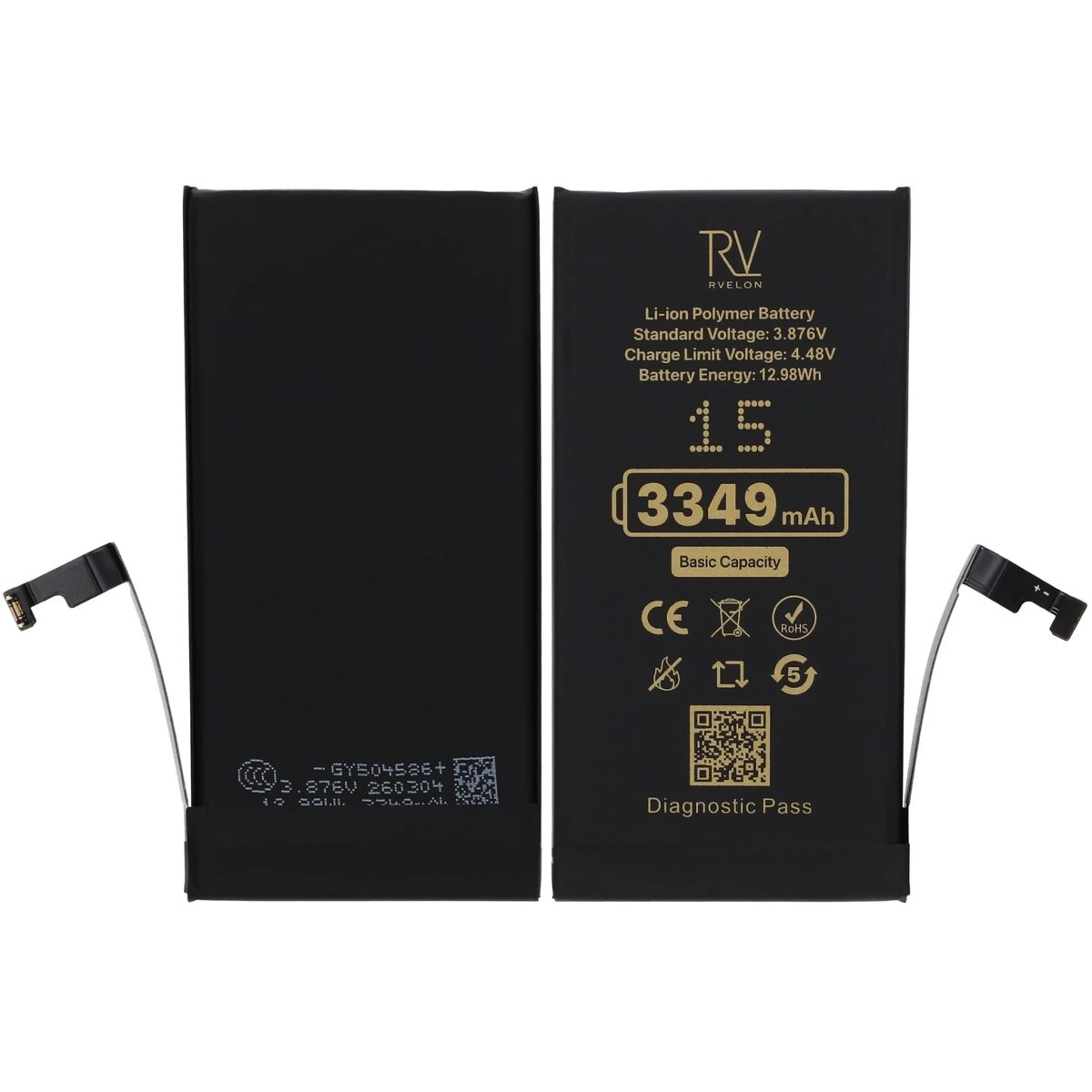 Rvelon Batteri for iPhone 15 – 3349 mAh original kapasitet