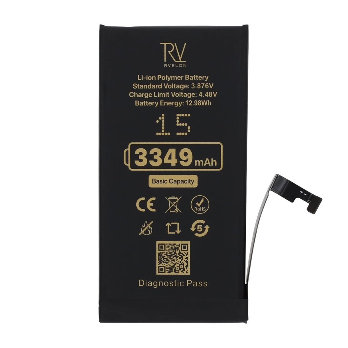 Rvelon Batteri for iPhone 15 – 3349 mAh original kapasitet