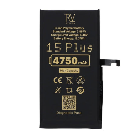 Rvelon Batteri for iPhone 15 Plus – 4750 mAh høy kapasitet