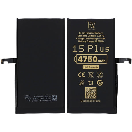Rvelon Batteri for iPhone 15 Plus – 4750 mAh høy kapasitet