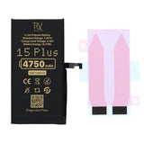 Rvelon Batteri for iPhone 15 Plus – 4750 mAh høy kapasitet