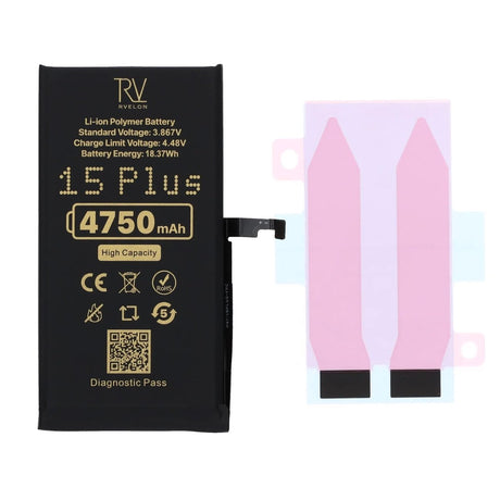 Rvelon Batteri for iPhone 15 Plus – 4750 mAh høy kapasitet