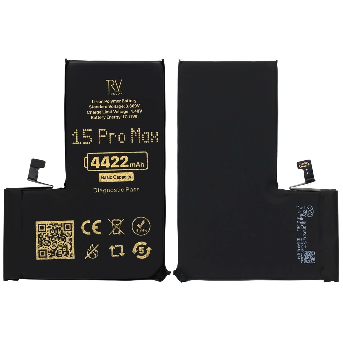 Rvelon Batteri for iPhone 15 Pro Max – 4422 mAh original kapasitet