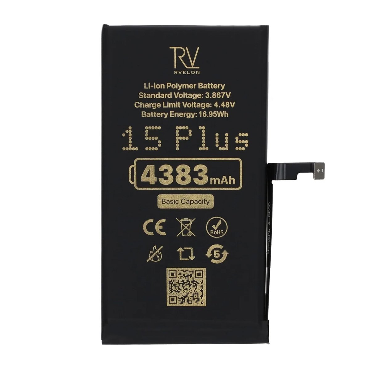 Rvelon Premium Batteri for iPhone 15 Plus – 4383mAh