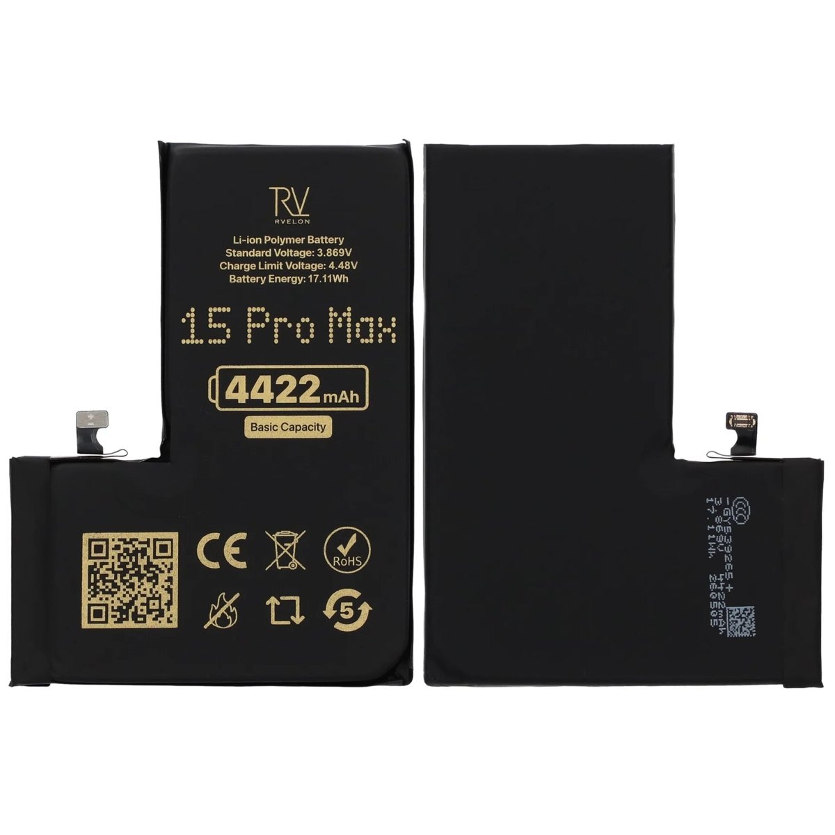 Rvelon Premium Batteri for iPhone 15 Pro Max – 4422mAh