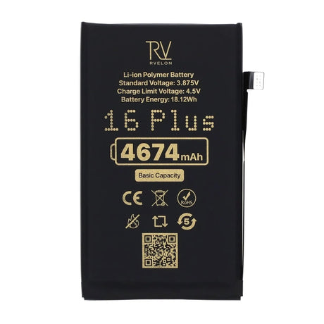 Rvelon Premium Batteri for iPhone 16 Plus – 4674mAh