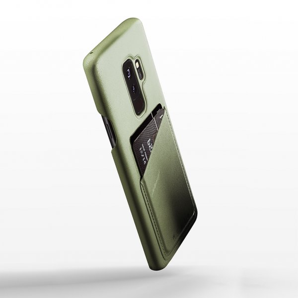 Mujjo Samsung Galaxy S9 Plus Deksel Full Leather Wallet Case Olive Green