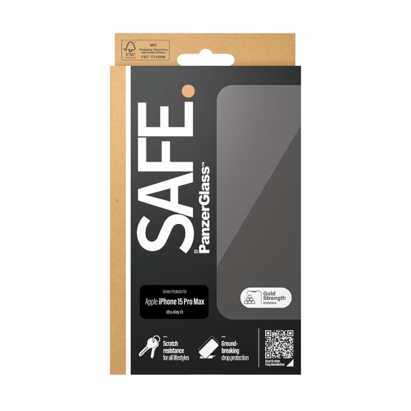 SAFE. by PanzerGlass iPhone 15 Pro Max Skjermbeskytter Ultra-Wide Fit