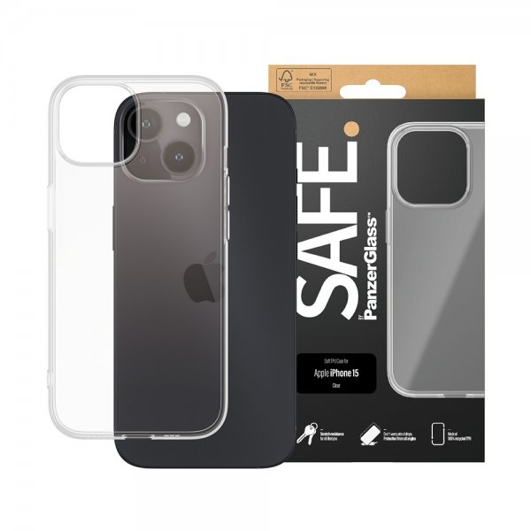 SAFE. by PanzerGlass iPhone 15 Deksel Soft TPU Case Transparent