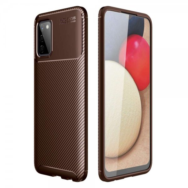 Samsung Galaxy A03s Deksel Karbonfibertekstur Brun