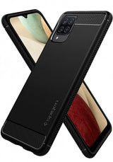Spigen Samsung Galaxy A12 Deksel Rugged Armor Matte Black