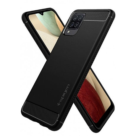 Spigen Samsung Galaxy A12 Deksel Rugged Armor Matte Black