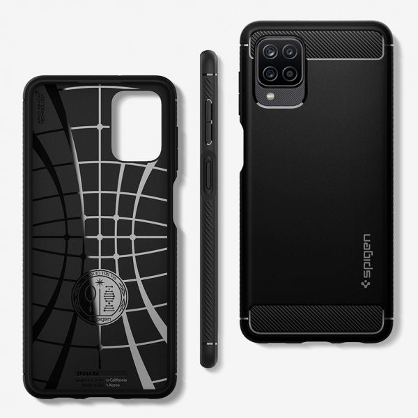 Spigen Samsung Galaxy A12 Deksel Rugged Armor Matte Black