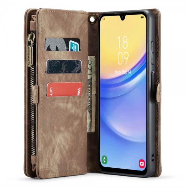 CaseMe Samsung Galaxy A15 Etui 008 Series Avtakbart Deksel Brun