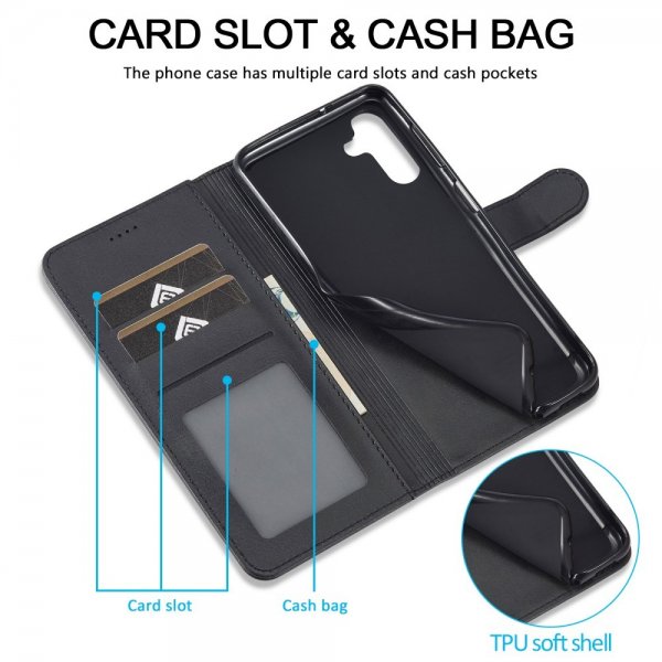 Lc.Imeeke Samsung Galaxy A15 Etui med Kortlomme stativfunksjon Svart