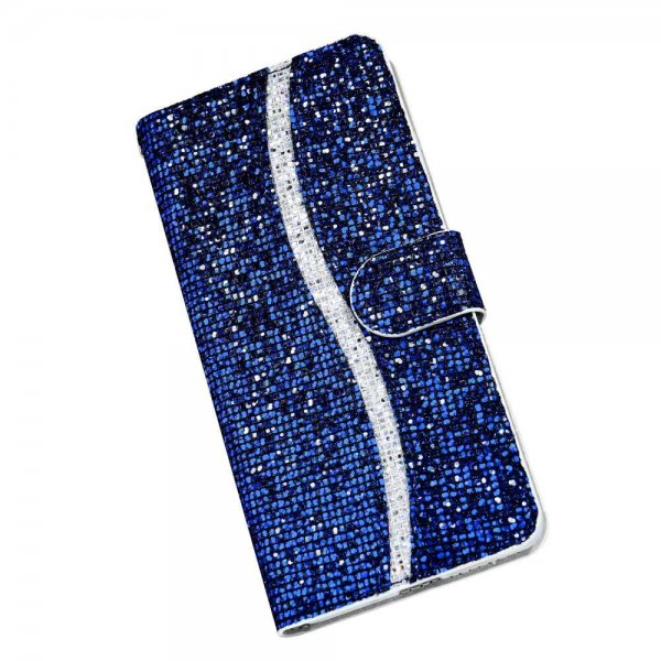 Samsung Galaxy A22 4G Etui Glitter Stripe Blå