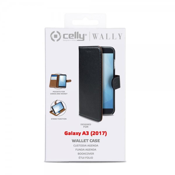 Celly Samsung Galaxy A3 2017 Etui Wally Wallet Case Svart