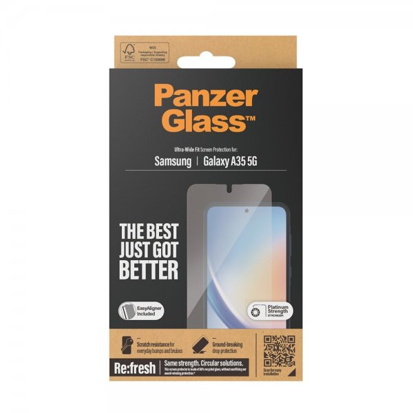 PanzerGlass Samsung Galaxy A35 Skjermbeskytter Ultra-Wide Fit EasyAligner