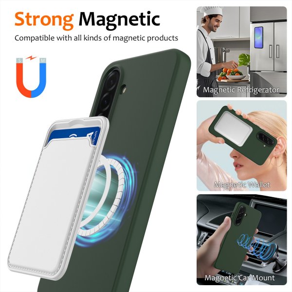 Samsung Galaxy A37 Deksel med Stropp Silikon MagSafe Grønn