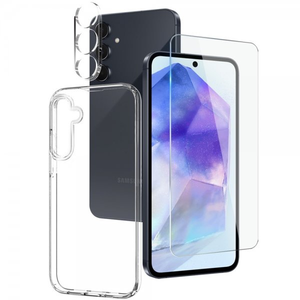 Northjo Samsung Galaxy A55 Deksel med Skjermbeskytter og Kamerabeskytter 3-i-1