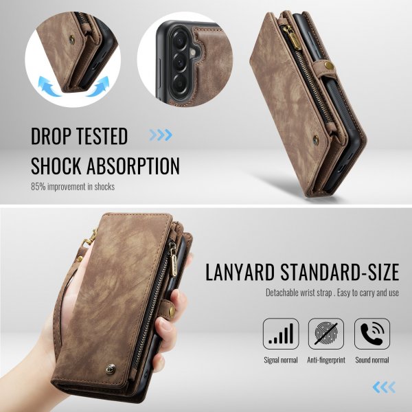 CaseMe Samsung Galaxy A57 Etui 008 Series Avtakbart Deksel Brun