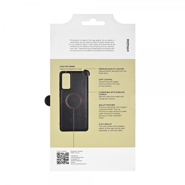 Buffalo Samsung Galaxy A57 Etui 2-i-1 Ekte skinn 3 Kortlomme Svart