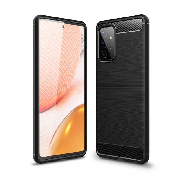 Samsung Galaxy A72 Deksel Børstet Karbonfibertekstur Svart