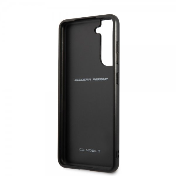 Ferrari Samsung Galaxy S21 FE Deksel Vertical Stripe Metal Logo  Svart