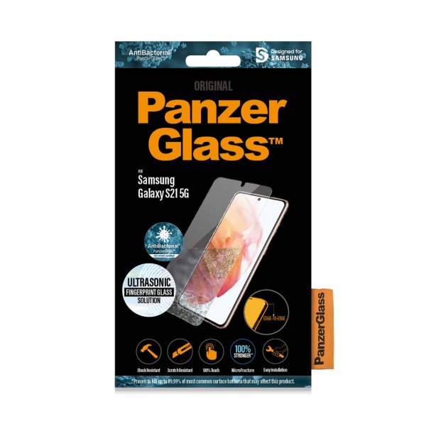 PanzerGlass Samsung Galaxy S21 Skjermbeskytter CaseFriendly Ultrasonic Fingerprint Full Glue