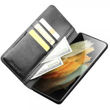 Qialino Samsung Galaxy S21 Ultra Etui Ekte Skinn Svart